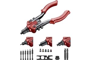 Fortum Remachadora manual para remaches ciegos y remaches roscados, alicates para tuercas de remache M3-M10 y remaches pop de aluminio, latón, acero y acero inoxidable, incluye pasadores de tracción