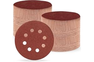 Huopueit 150 Pezzi Dischi Abrasivi 125 mm, grana 80 Carta Vetrata Abrasiva 8 fori per Levigatrice Orbitale Casuale (150 pezzi,grana 80)