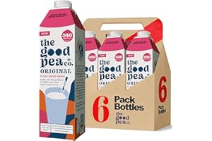 THE GOOD PEA CO. The Good Pea Original Plant Based Pea Milk - Lacto Free, Long Life, High Protein 34g, Dairy Alternative - Vitamins D & B12, Enriched with Calcium, Iodine Pack of 6 x 1L