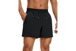 CRZ YOGA Men's Linerless Workout Shorts - 5'' Lightweight Quick Dry Running Sports Athletic Gym Shorts with Pockets
