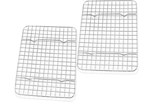 Joyfair Griglia di raffreddamento per torte, in acciaio inox, set da 2 pezzi, griglia rettangolare per cuocere, raffreddare, arrostire, grigliare, sana, antiruggine e lavabile in lavastoviglie, 22 cm