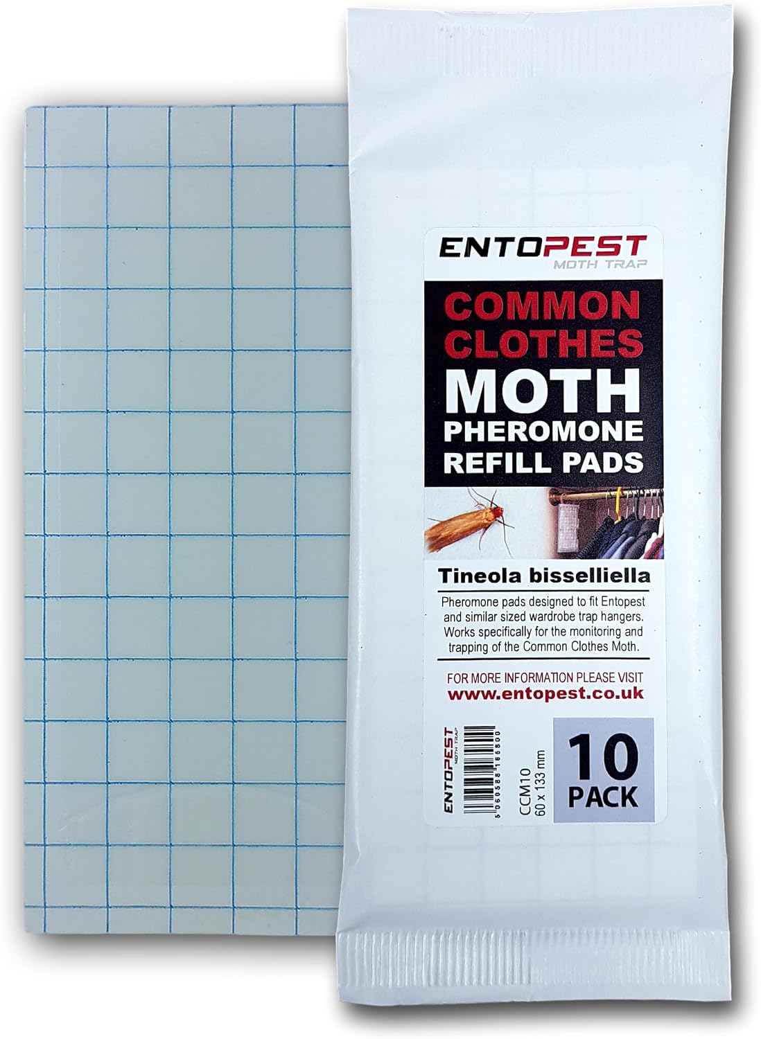 Entopest 10-Pack Clothes Moth Monitoring Traps – Refill for Room & Wardrobe Hanger Units – For Detection of Tineola bissellie