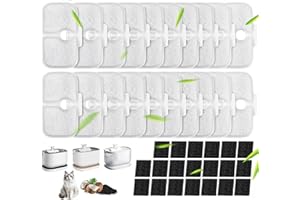 40 Stück Katzenbrunnen Filter Ersatzfilter für Petlibro Dockstream Trinkbrunnen kompatibel mit PLWF005 PLWF115 PLWF105, 20 Kohlefilter und 20 Schwämm