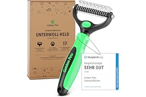 ‎GOLDEN PETS TESTURTEIL SEHR GUT Unterwollbürste & Unterfellbürste I Hundebürste & Katzenbürste für langhaar I Unterwollkamm entfernt Unterwolle & Verfilzungen