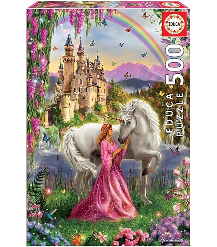 Educa – Puzzle De 500 Piezas Para Adultos Rainbow Unicorn, 48x34 Cm, Incluye Pegamento FixPuzzle, A Partir De 11 Años