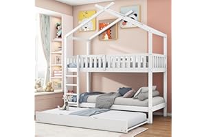 Moimhear Cama infantil de 90 x 200 cm, 3 camas, extensible y ahorra espacio, color blanco (blanco)