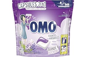 Omo Lessive Capsules 2en1 Lavande & Patchouli,Formule testée dermatologiquement, Propreté éclatante et parfum longue durée, 30 Lavages - 723g