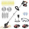 Metal Blade Cordless Strimmer 21v Grass Trimmers 16 Blades 15cm Cutting Diameter Cordless Strimmer Retractable Handle For Lawn Garden