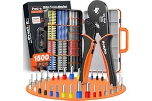 Preciva Ratchet Crimping Tool with 16 Types of Terminals,(0.08-16mm² / AWG28-5) Self-Adjusting Ratchet Crimper and 1500PCS Single-Wire Electrical Connectors