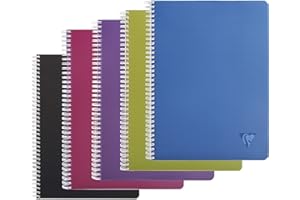 Clairefontaine 329126C collezione Linicolor intensi Quaderno a Spirale - A4 21x29, 7 cm - 180 pagine a quadretti piccoli - Carta Bianca 90g - copertina in polipropilene trasparente - colore casuale