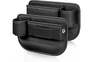 ‎KWAK'S Kwak's 2-Pack-Autositz-Lücke-Füller-Organizer, multifunktionale Universal-Aufbewahrungsbox mit Becherhalter für Telefon, Gläser (schwarz)