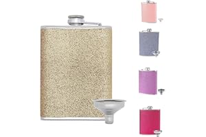 Hezhou Frasco de la cadera 8 oz con un práctico embudo petaca de acero inoxidable para mujer whisky alcohol petaca portátil Whisky Alcohol Petaca para senderismo, escalada, pesca, camping (Dorado)