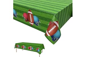 GRESATEK Housses de table de rugby, nappe rectangulaire en plastique pour fête sur le thème du rugby en plein air, pique-nique, décorations d'anniversaire, 137 x 274 cm