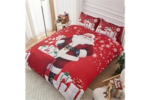 GC GAVENO CAVAILIA Christmas Duvet Cover King Size - Polyester Santa Bedding(230x220 cm) - Breathable Soft Quilt Cover King bed with Pillowcases - Winter KingSize Bedding Bed Cover -Xmas Gift