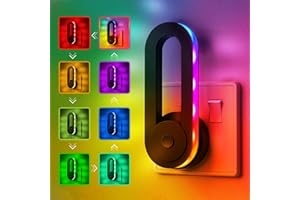 LOHAS-LED Kids Night Light Plug in, [1 Pack] LOHAS Colour Changing Night Lights, 180°Rotation, 7 Solid Colors+RGB Colour Chasing, Dusk to Dawn Sensor Nightnight for Gaming Room, Kids Room, Gifts Christmas Party