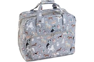 Hobby Gift Exclusive Sewing Machine Bag PVC Padded Carrying Bag Extra Accessories Storage 20 x 44 x 38cm, Grey Dogs