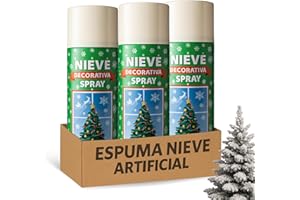 PLAYZOCO Espuma Nieve Artificial, Spray Decoración Navidad, Pulverizador de Nieve, Bote Spray Efecto Nieve, Copos de nieve artificial, Uso en interior, Utilizado en arbol de navidad, 3 botes de 250 ml