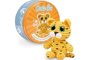 Cookie Box Kit de Crochet pour Débutants - Apprenez à Crocheter des Animaux Amigurumi - Cadeau pour Enfants (12+) et Adultes - Fil Débutant avec Tutoriel Vidéo - Leo
