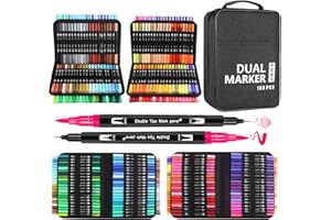 GPLMQ 168 Couleurs Feutres Coloriage - Cadeau pour Enfants avec Adulte, Feutre Double Pointe Feutres Aquarelle Stylos Pointe Fine pour Dessin, Manga, Calligraphie, Scrapbooking