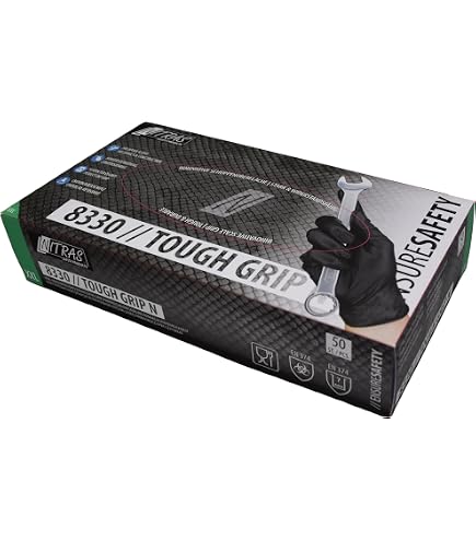 Nitras Einmalhandschuhe schwarz, Tough Grip, 50 Stück in der Box Gr. L bei Günstiger Preis