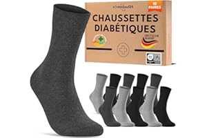 SOCKENKAUF24 Lot de 10 Paires Chaussettes Diabetiques Homme Femme Coton sans Elastique & sans Couture