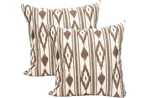 TRESMESTRES Fundas de Cojines para Sofá de Jardín, Salón y Terraza - Ikat Mediterráneo - Cubiertas de Cojines para Sofá Grandes y Pequeñas - Funda de Cojín 60x60 cm - Set de 2, Marrón