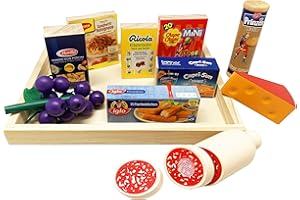 Tanner - Der kleine Kaufmann DEKO Großes Sortiment mit Holzteilen (Kaufladenzubehör, mit Tablett, Holzspielzeug) 0932.3