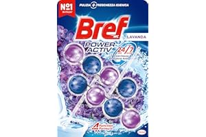 Bref WC Power Activ Lavanda, Detergente Profumatore in Pastiglie Igienizzante Bagno, Pulito, Fresco, 1 Confezione da 2 Pezzi