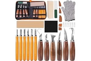 ELLECILA Wood Carving Tools Kit, 30 in 1 Wood Whittling Kits, Chip Carving Tools Set Includes 12PCS Whittling Tool and Basswood Blocks, Woodworking Set for Beginners and Professionals