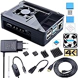 Bruphny Case per Raspberry Pi 4 con Ventola, 5V 3A USB-C Alimentatore, 4 Dissipatore, 1.8M Micro-HDMI Cavo, USB Lettore…