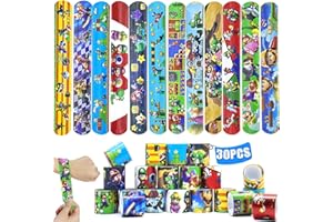 Saier tbo 30Pcs Cartoon Slap Bands for Party Bags Fillers, Wristbands for Kids Children Snap Bands for Boys Girls Masquerade Birthday Halloween Christmas Gifts Favors