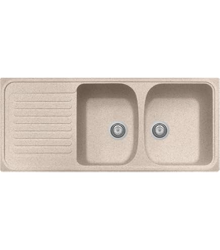 Lavello A Due Vasche Plados SPAZIO 86.20 In MicroUltragranit - Bianco Opale/Nero/Avena - Foto 4