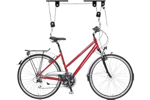 Relaxdays Fahrradlift, bis 20 kg, max. Deckenhöhe 4 m, Fahrrad Deckenhalterung mit Flaschenzug, Garage, Keller, schwarz