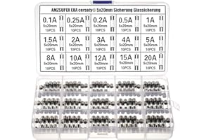 WONACTOR Fusible Verre 5x20mm DiversKit Fast Blow Fusibles 15 Valeurs 0,1A 0,25 A 0,2 A 0,5 A 1,5 A 2A 3A 4A 5 A 8 A 10 A 12 A 15 A 20 A/Pour Voiture Moto Bateau Etc