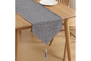WAITER TREE Runner da Tavolo in Biancheria Artificiale Runner per Cucina Impermeabile Decorazione per Casa Sala da Pranzo Letto Caffetteria (35x240cm, Grigio Scuro)