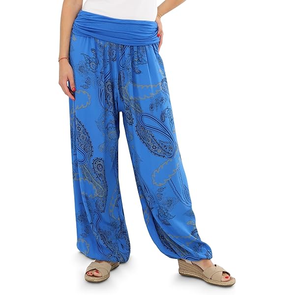 HAPYWER Harembroek voor dames, korte yogabroek, 3/4 lange capri, zomerbroek, 3/4 lichte sportbroek, strandbroek, luchtige pompbroek, aladinbroek voor pilates, yoga, S-2XL, Donkerblauw, S