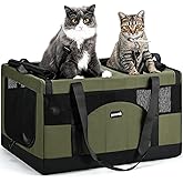 Pecute Cat Carrier with Double Compartment, Ultra Stable, Breathable and Foldable, Ideal for Travel, Moving and Veterinary Vi