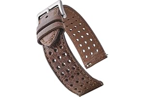 ALPINE INTERNATIONAL ALPINE Soft and Smooth Genuine Perforated Leather Watch Strap - Black, Brown, Tan - 18 mm, 20 mm, 22 mm