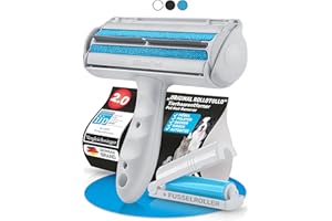 ‎BLUEPET BluePet Tierhaarentferner + Mini Fusselrolle – Wiederverwendbarer Fusselentferner für Tierhaare, Hundehaare & Katzenhaare | Ideal für Kleidung, Polster & Teppiche, Abwaschbarer Katzenhaarentferner
