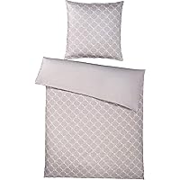 JOOP! Mako Satin Linen, Cornflower Pattern with Shaded Colours, 2 Pieces, 135 x 200 cm + 1 x 80 x 80 cm, Sand Colour