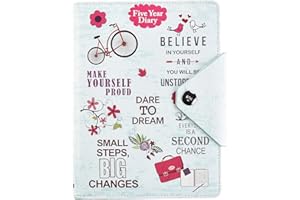 Arpan - Agenda per 5 anni, agenda giornaliera non datata, chiusura a bottone, formato A5, copertina in finta pelle, colore azzurro