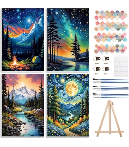 Dipingi Con I Numeri Per Adulti: Kit Completo Con Tela Incorniciata, Cavalletto E Colori Per Paesaggi Marini E Fiori - 3