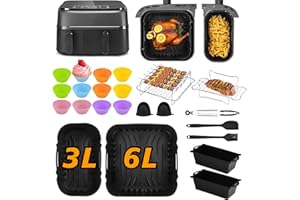 Ninipie 28 Pezzi Accessori Friggitrice ad Aria Philips, per Philips NA350/00 Air Fryer 9L(6L/3L), Stampi Silicone per Friggitrice ad Aria, Contenitori per AirFryer, Accessori per Philips 3000/5000