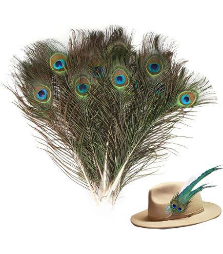 MWOOT 200 Piume Naturali Decorative Miste | 4 Stili Assortiti (Verde, Nero, Giallo, Marrone) | Per Acchiappasogni, Decorazioni E Artigianato