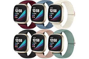 chinbersky 6-pak pasków kompatybilnych z Fitbit Versa 3 / Fitbit Versa 4 Strap / Fitbit Sense pasek dla kobiet mężczyzn, miękki, regulowany, elastyczny nylonowy pasek sportowy do Versa 4, Versa 3,