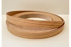 REAL WOOD VENEER EDGING 18MM WIDE Vale Veneers Pre Glued Iron on Oak Wood Veneer Edging Tape 18mm Wide x 50metres.