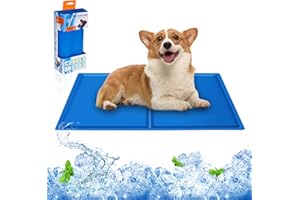 UUEMB Kühlmatte für Hunde, 90 x 50 cm Haustier Eismatte Selbstkühlende Matte mit Ungiftiges Gel für Hund Katzen & Menschen, Kühl Hundedecke Kaltgelpad für Drinnen und draußen (Blau, L)