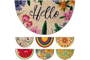 LUA VIKA Felpudo Entrada casa Originales - Hello - 40x70 cm - Alfombra Entrada casa Exterior e Interior - Felpudo Coco semicircular - Resistente y Antideslizante