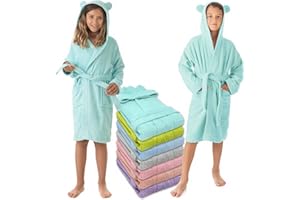 LEBENGOOD - Peignoir de bain enfant, et Robe de Chambre: Fille et Garçon - 100% coton OEKO-TEX®. - 2 poches, ceinture, Capuche avec Oreilles, en peluche très doux