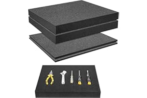 YushengTai Rasterschaumstoff Würfelschaum, 2 Stück 400 x 300 x 50mm/2 Stück 400 x 300 x 10mm Schaumstoffeinlage Werkzeug, Werkzeugkoffer Kamerakoffer Schaumstoff, Tabletop Koffereinlage